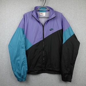 Vintage Nike Colorblock Windbreaker Adult S Full Zip Black Teal Purple Unisex
